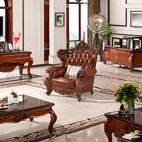 Romero European High-end Leather Chair Upholstered Accent Chair ...